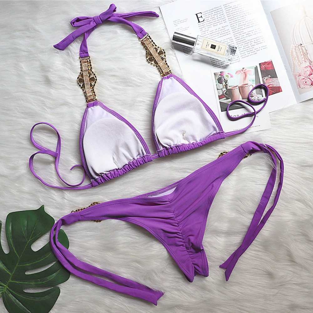 "Diamond Blossom" Crystal Bandage Split Bikini