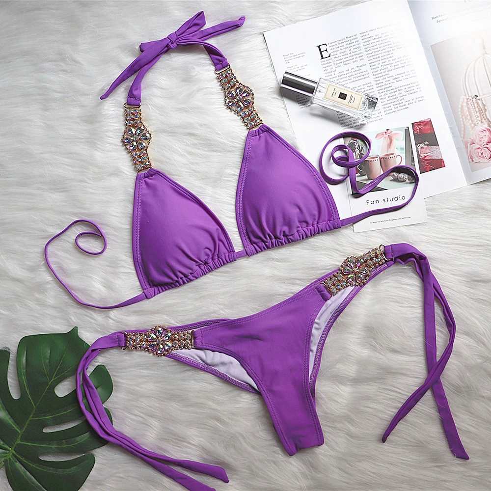 "Diamond Blossom" Crystal Bandage Split Bikini