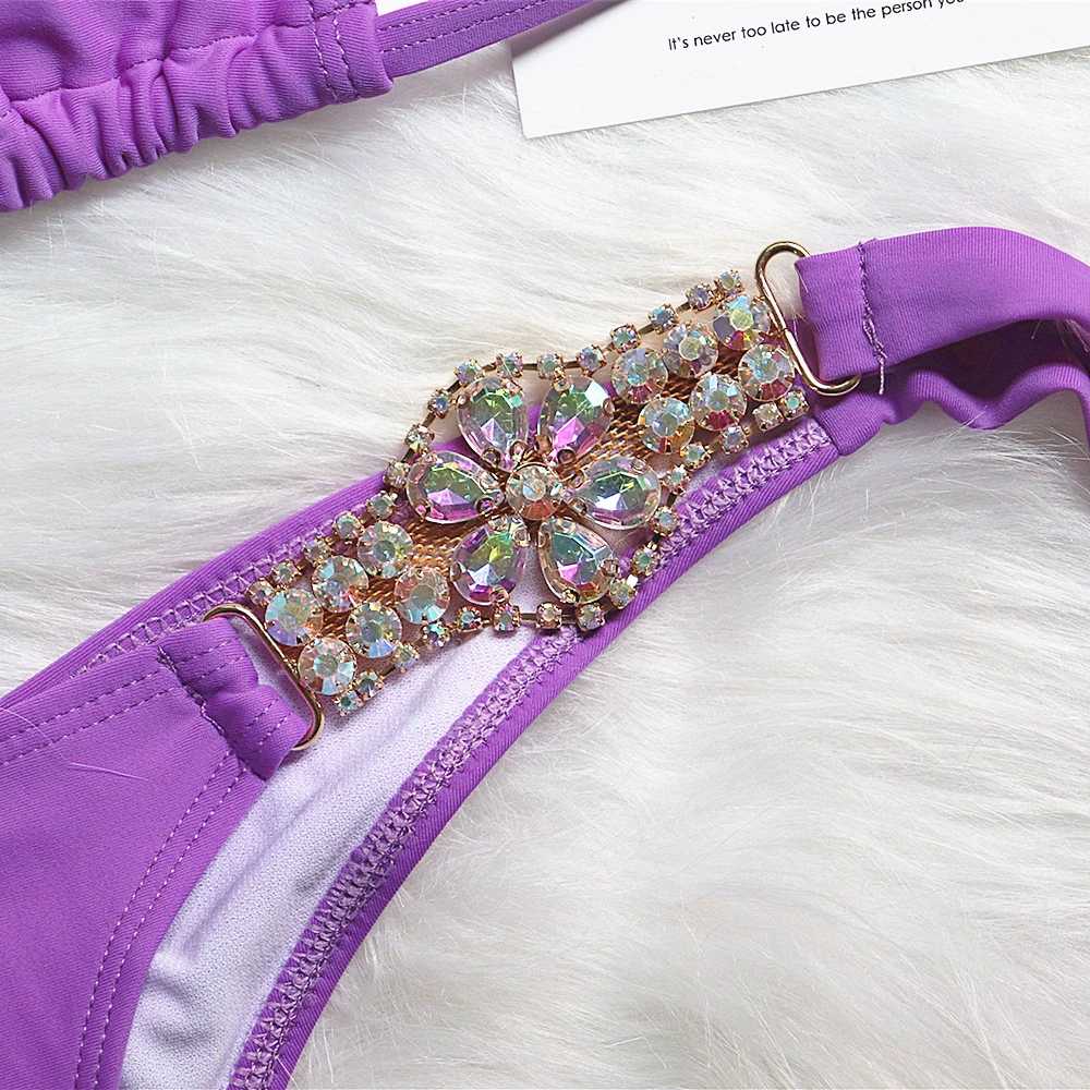 "Diamond Blossom" Crystal Bandage Split Bikini