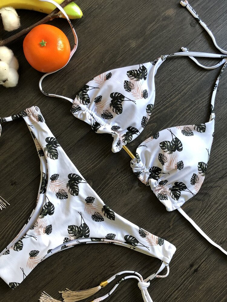 Tropical print bikini