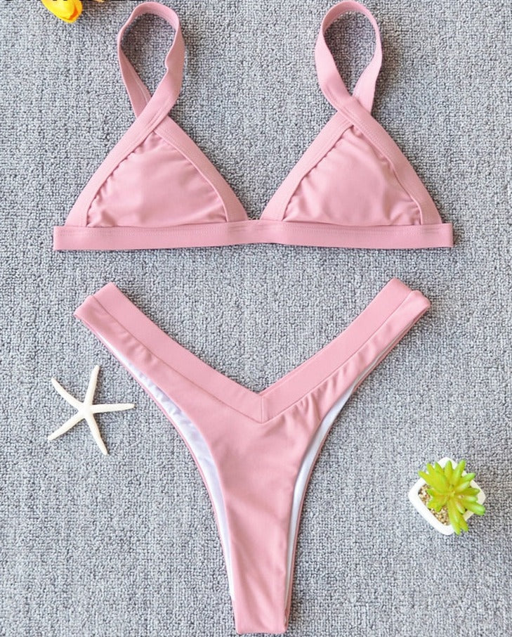 Solid Push Up Bikini Set: Beach Bathing Suit