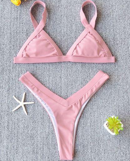 Solid Push Up Bikini Set: Beach Bathing Suit