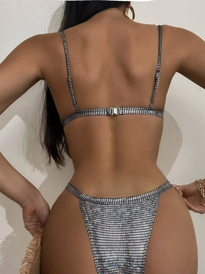 Shimmering back view bikini for women